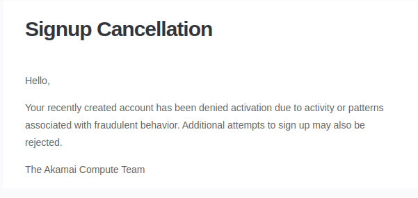 Email from Linode (now Akamai)